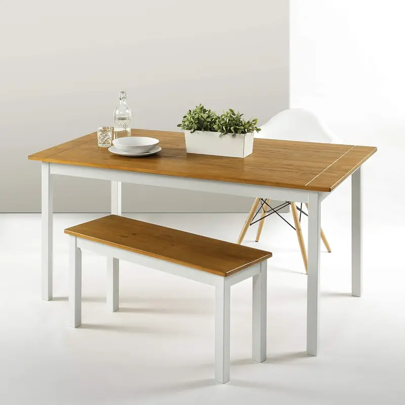 White Farmhouse Dining Table – Solid Wood Table Only, No Chairs Included