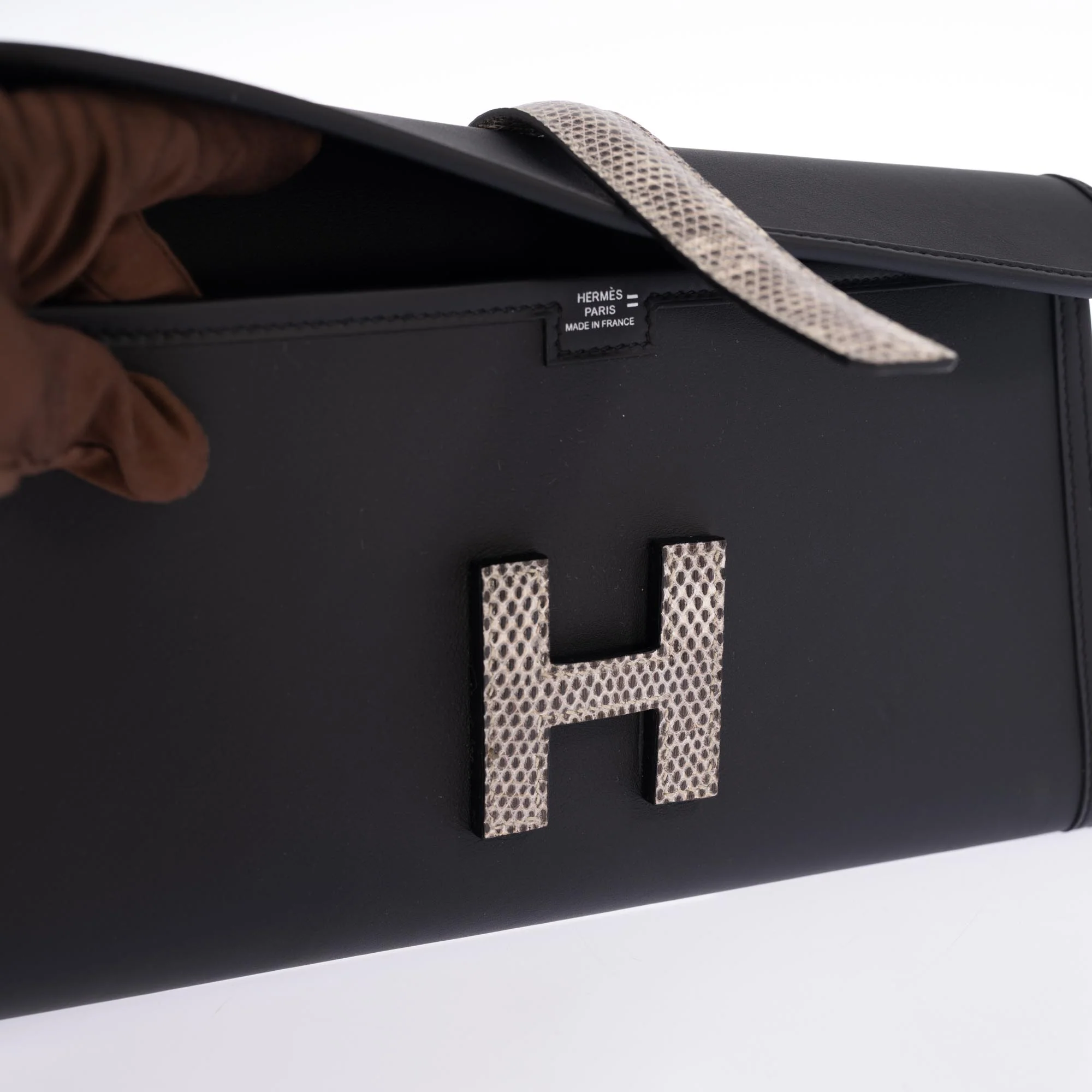 Hermès Jige Élan 29 Touch Noir Swift Ombré Lizard