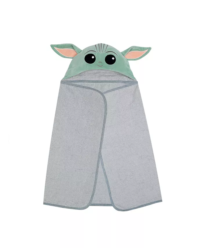 Lambs and Ivy Star Wars The Child Baby Yoda Grogu Gray Hooded Baby Bath Towel