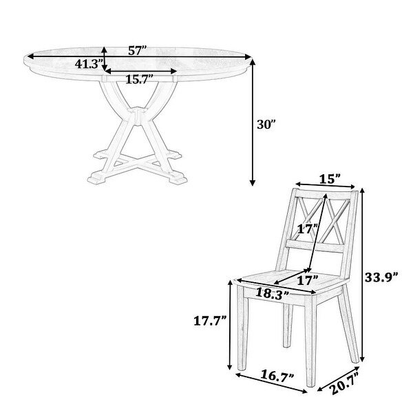 5Piece Extendable Round Dining Table Set with 15.7