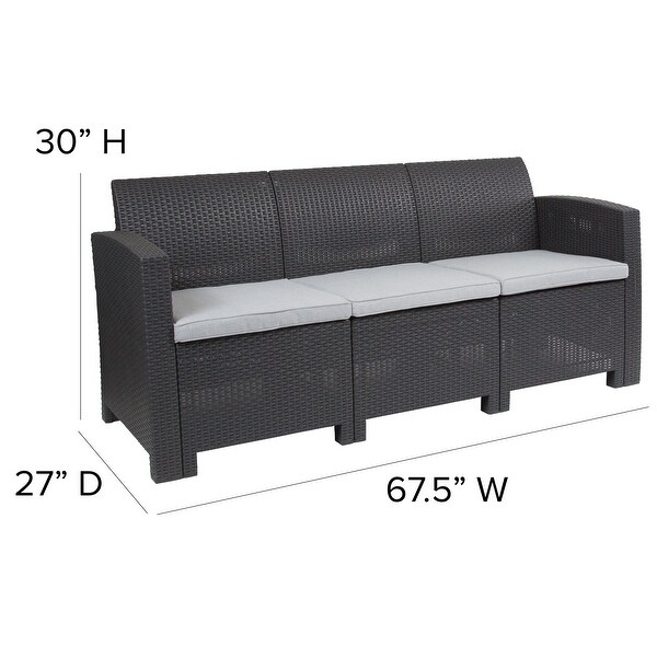 Faux Rattan Sofa with AllWeather Cushions
