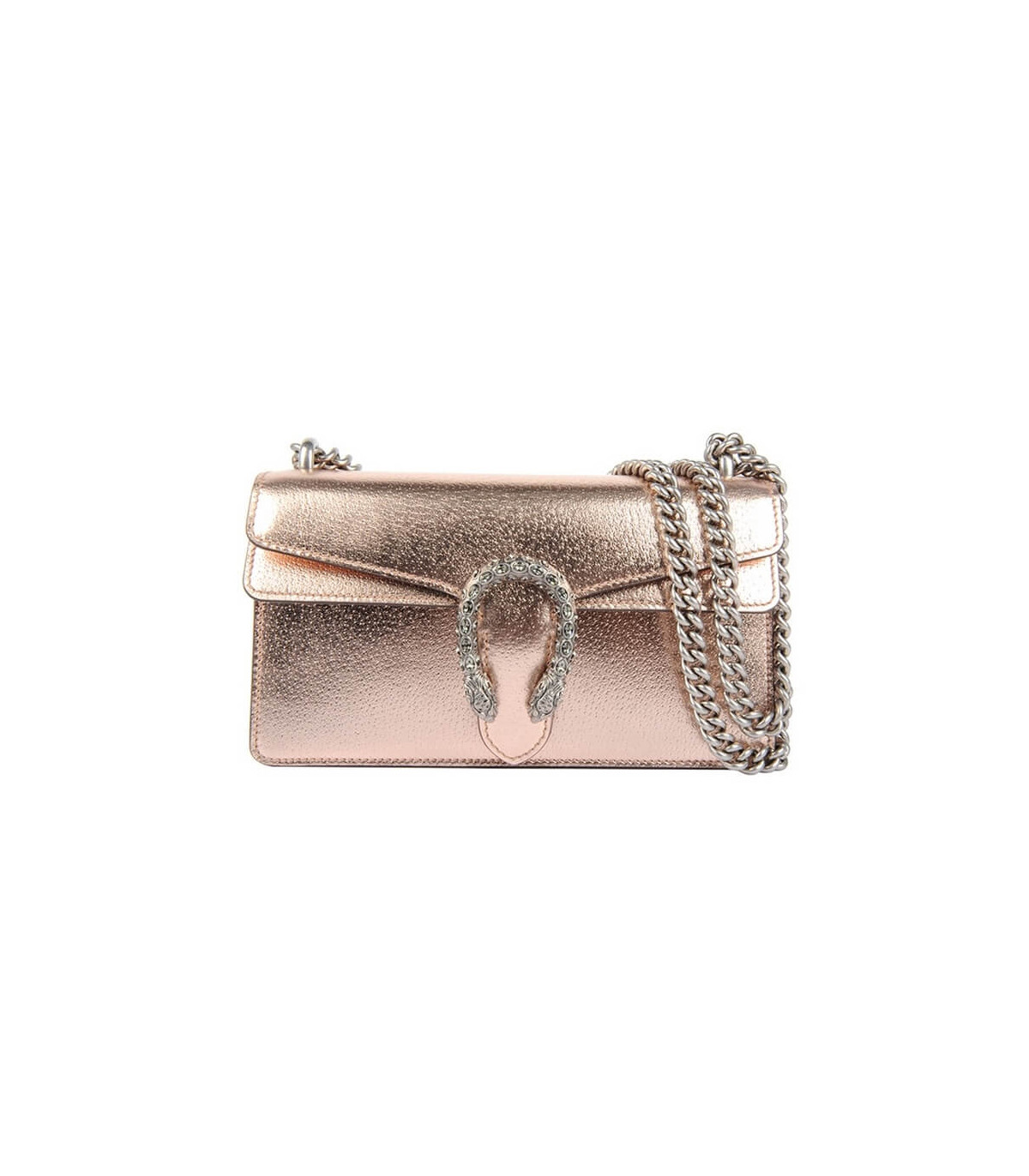 Gucci Dionysus Small Shoulder Bag in Rose Gold Lame Leather