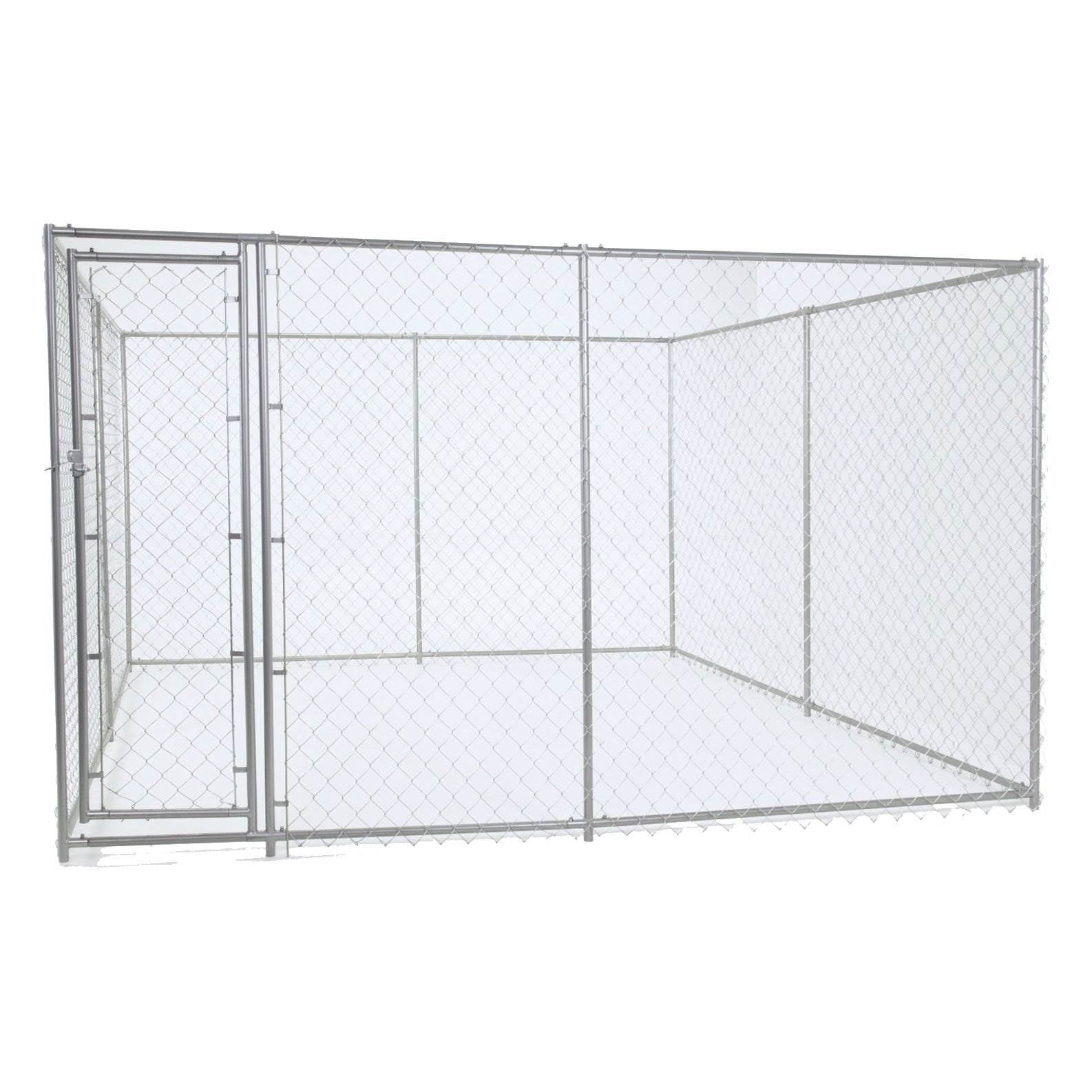 Lucky Dog 10 x 10 Ft Outdoor Steel Chain Link Dog Kennel and Waterproof Roof Cover