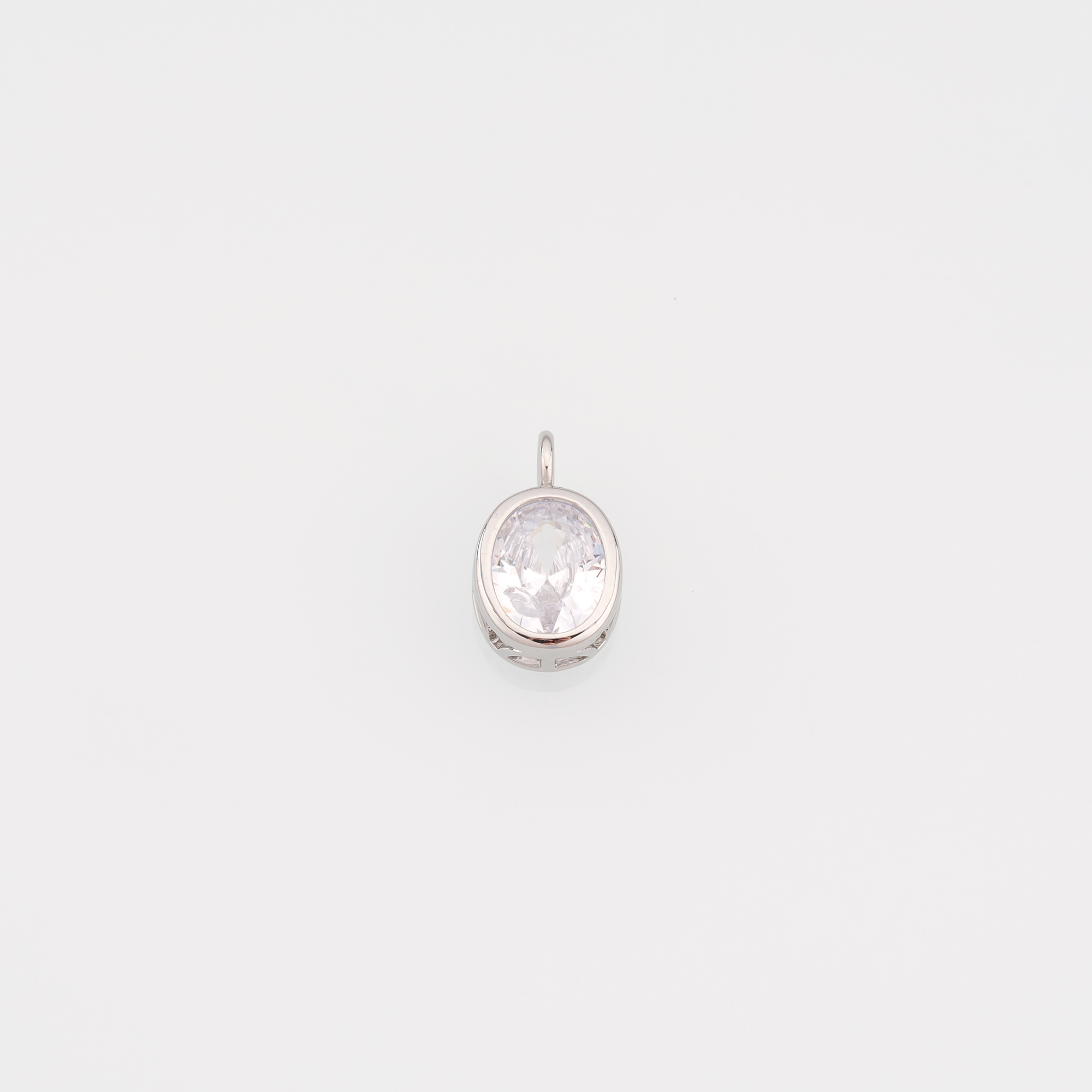 18K Gold Filled Oval Pendant,CZ Micro Pave Oval Charm Earrings Necklace for DIY Jewelry Making Supply