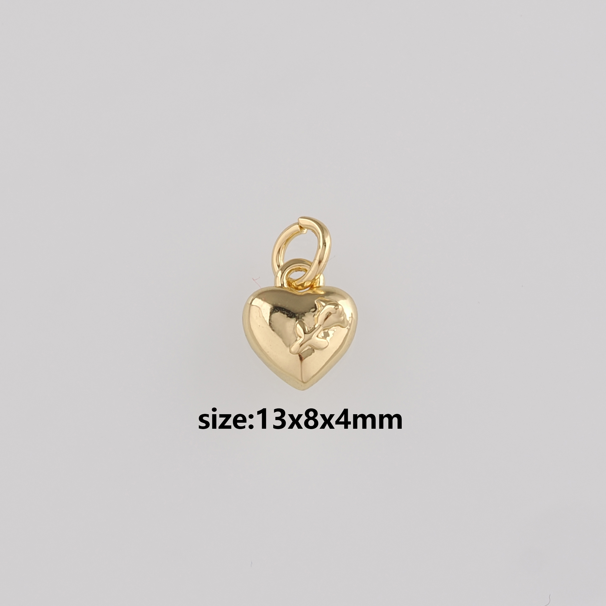18K Gold Filled Heart Pendant,Dainty Heart Charm Earrings Necklace for DIY Jewelry Making Supply