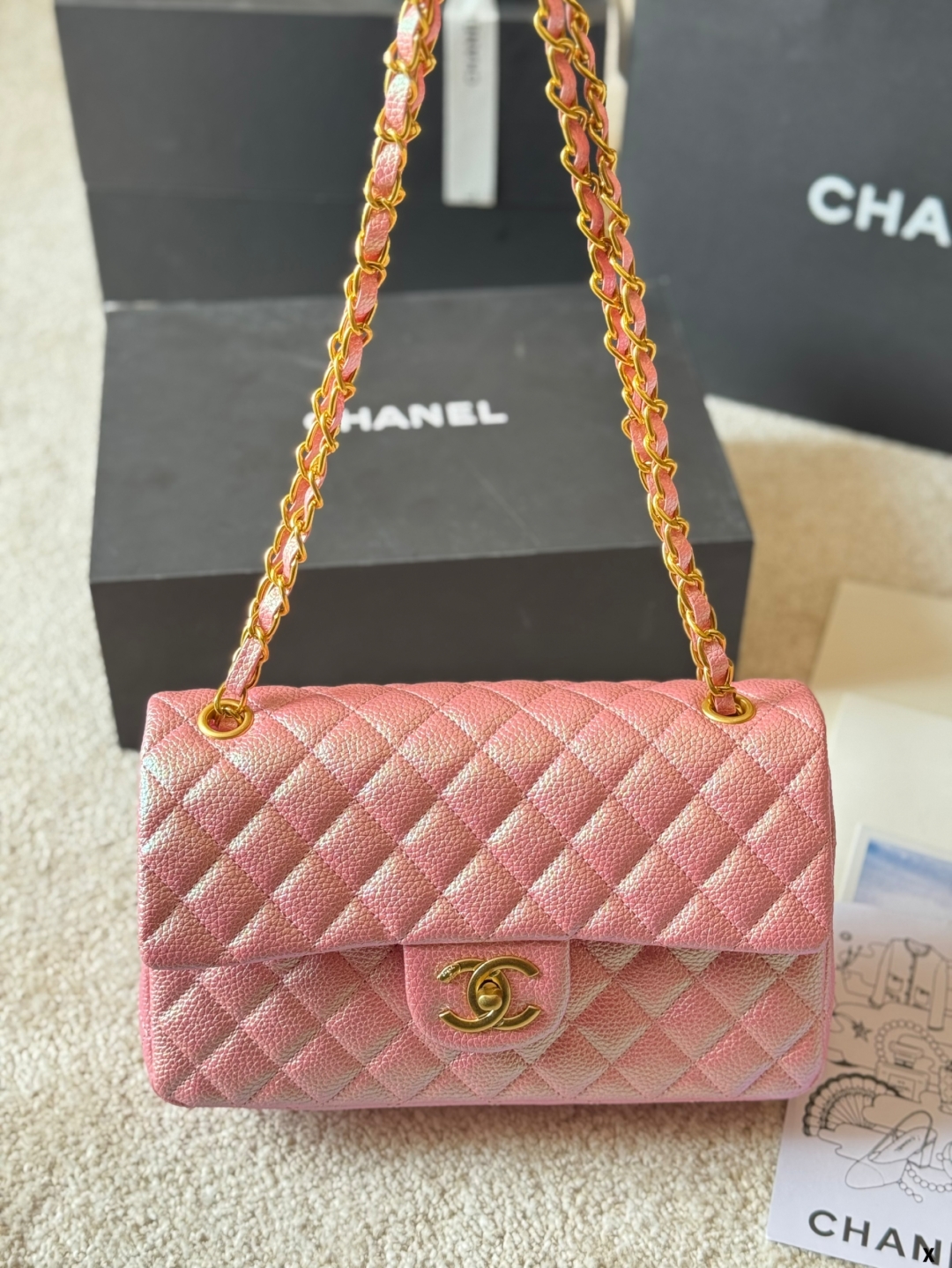 Chanel Four Seasons Goddess Bag Simple and Elegant Retro Double C Logo Diamond Pattern - cnluxepick