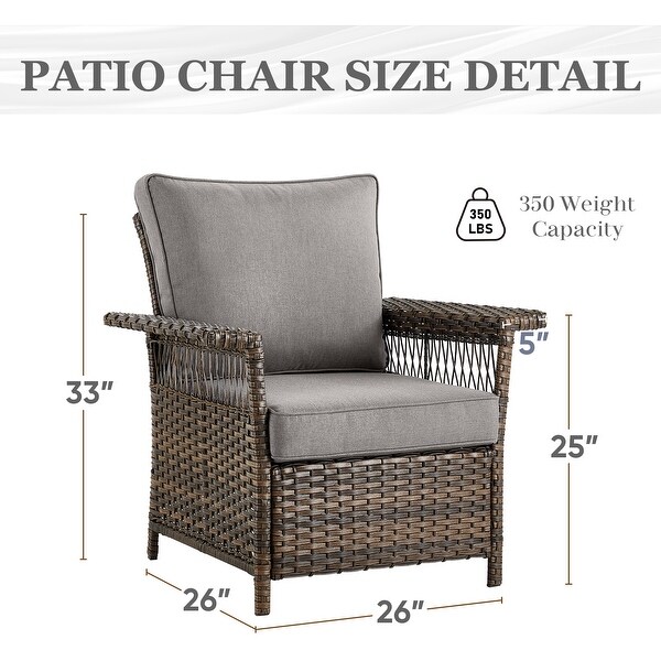Patio Sofa with Club Chairs,Ottomans,Table