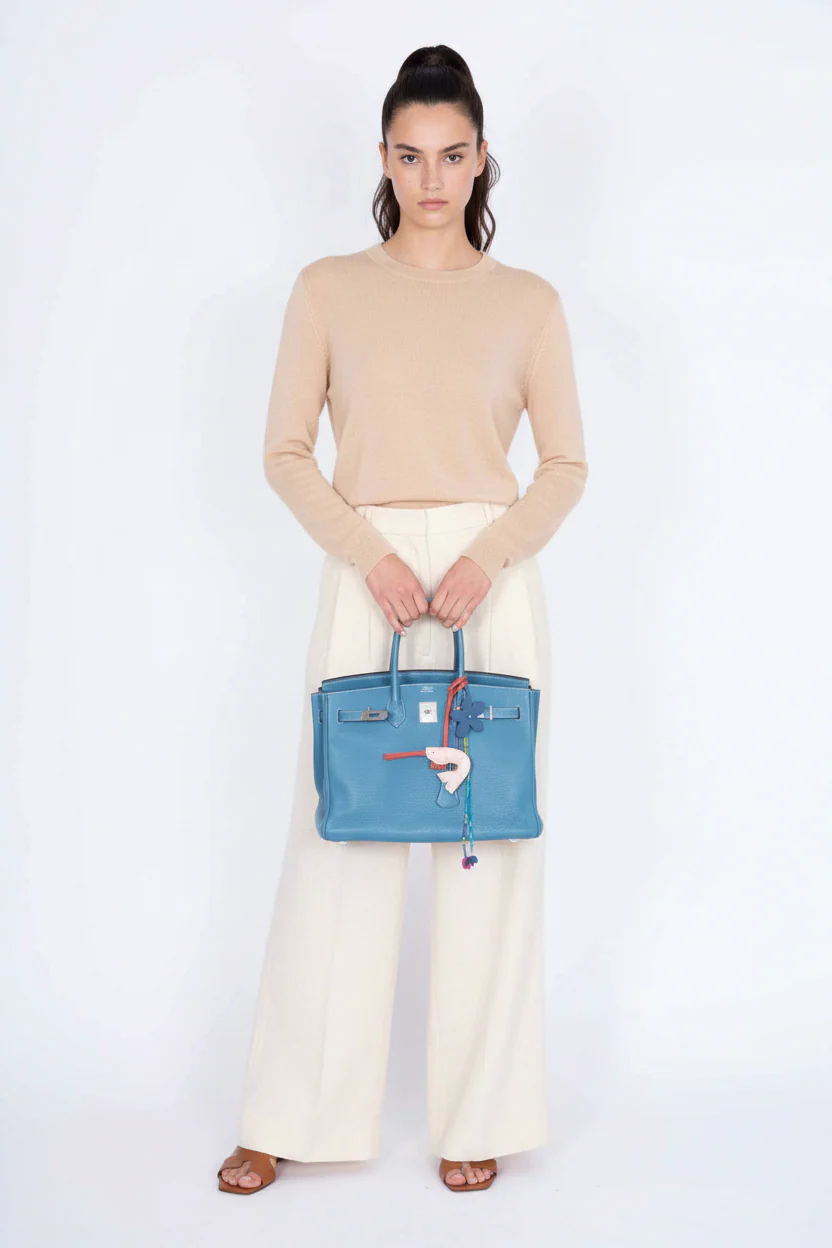 Hermès Birkin 35 Blue Jean Clemence Palladium Hardware