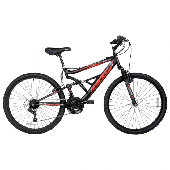 26″ Shocker Men’s Dual Suspension Mountain Bike, Black