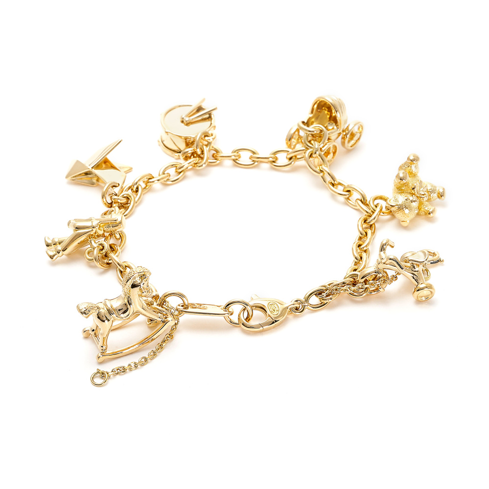 Cartier Charm 7 Motifs K18YG Yellow Gold Bracelet
