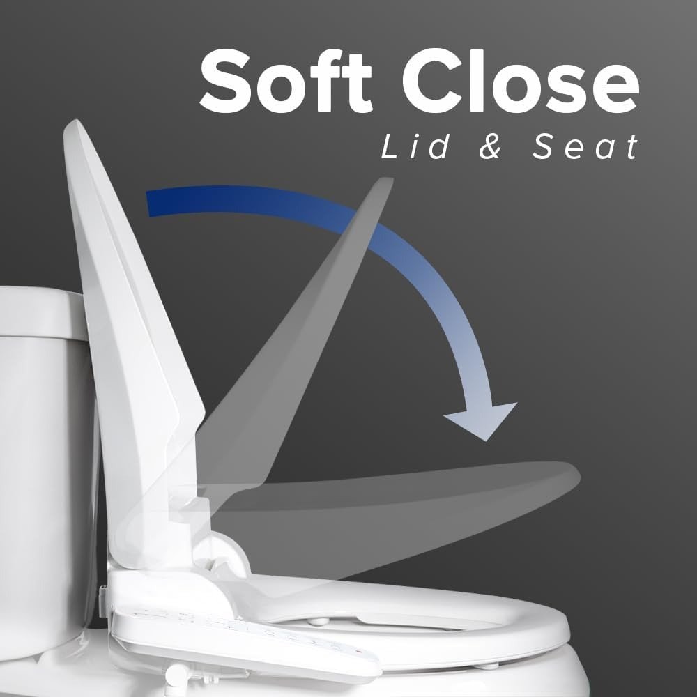 Elongated Electric Bidet Toilet Seat with Heated Seat & Turbo Wash, Side Control Smart Bidet