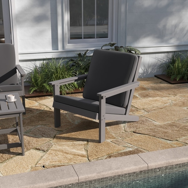 AllWeather Poly Resin Adirondack Style Chair and Cushions