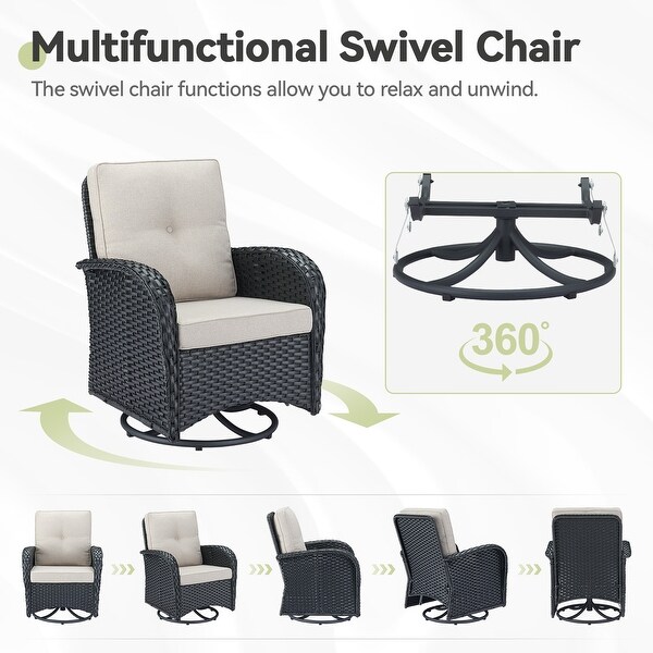Pocassy Patio Swivel Rocker Chairs with Side Table