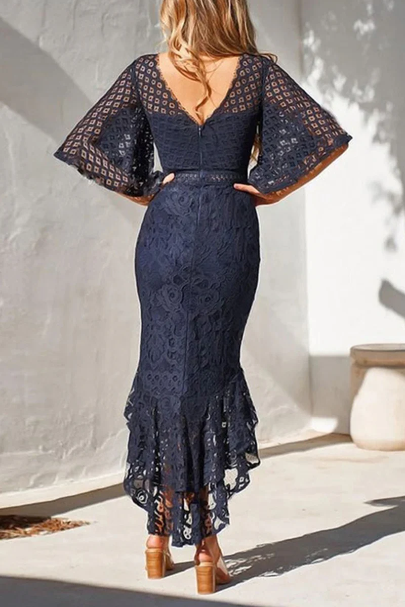 Lace Trumpet Mermaid Midi DressClistos