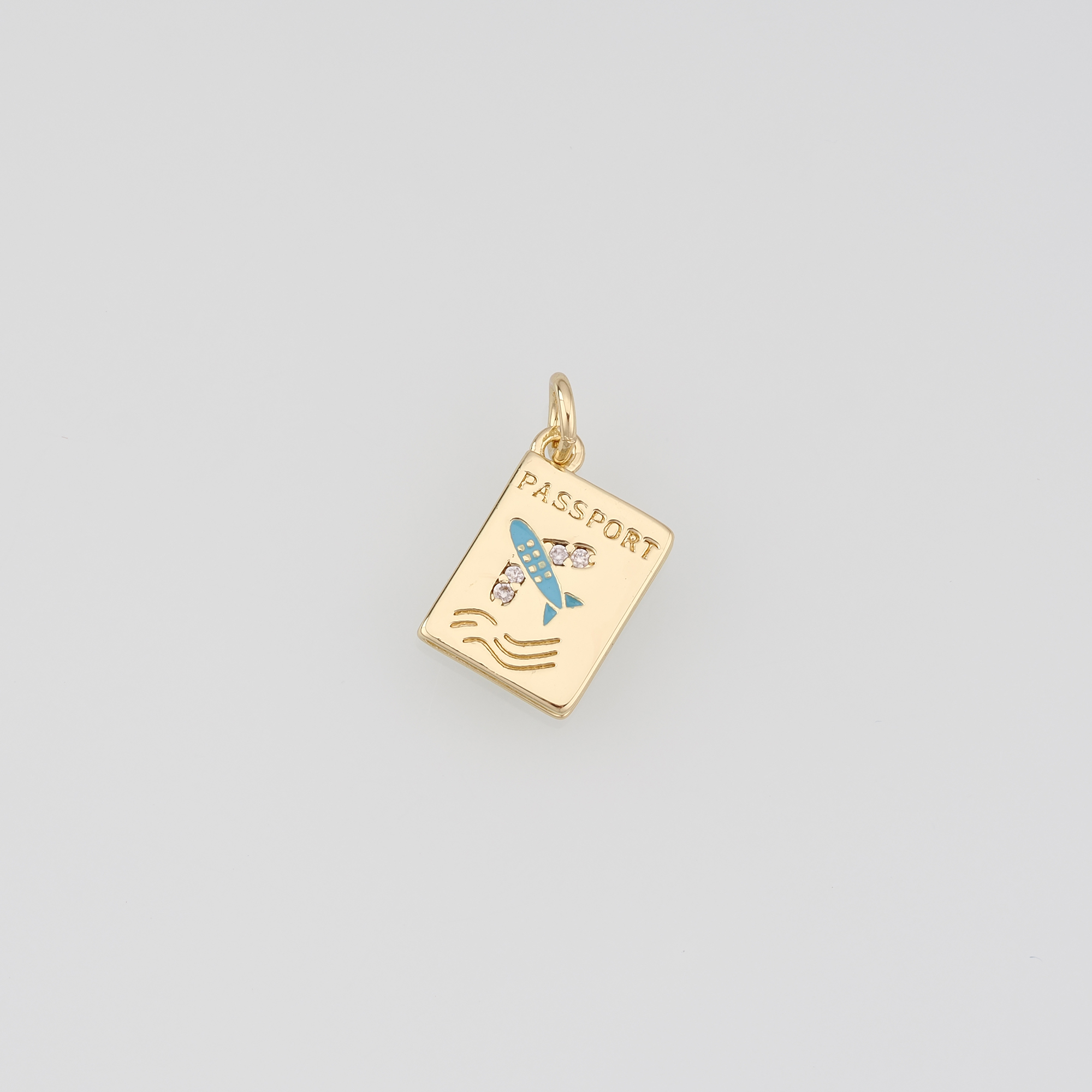 18K Gold Filled Passport Pendant,Dainty Passport Charm Earrings Necklace for DIY Jewelry Making Supply