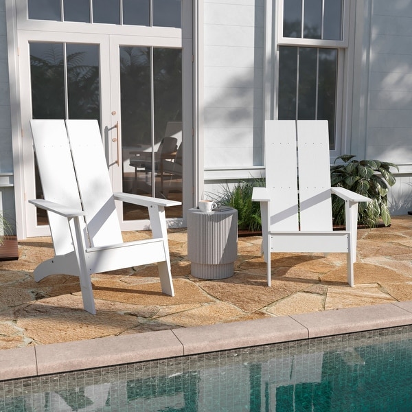 Modern Dual Slat Back Adirondack Style Chairs,Set of 2