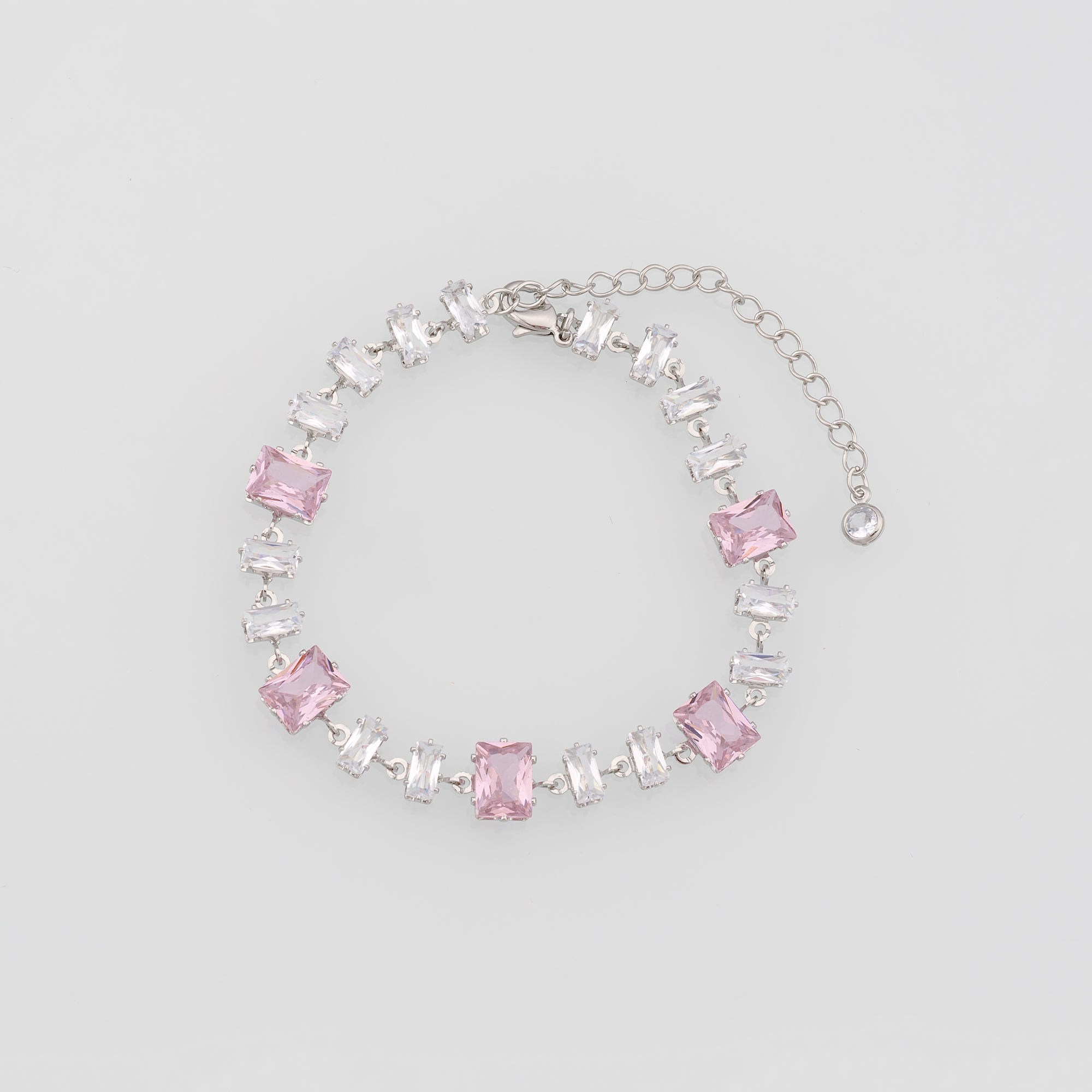 18K Gold Filled Rectangle Bracelet,Zircon Bracelet,Pink Gemstone Bracelet,Adjustable Bracelet,Gift For Her
