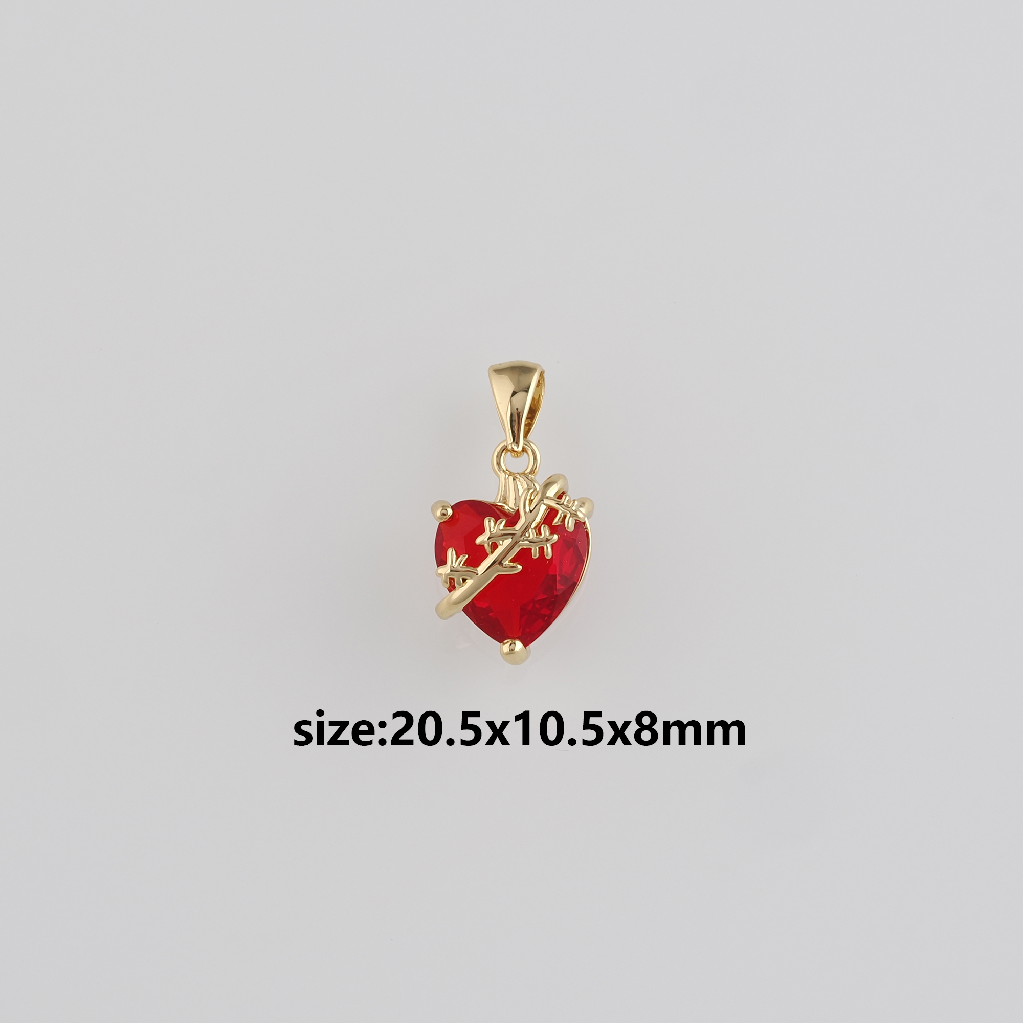 18K Gold Filled Heart Pendant,CZ Micro Pave Heart Charm Earrings Necklace for DIY Jewelry Making Supply
