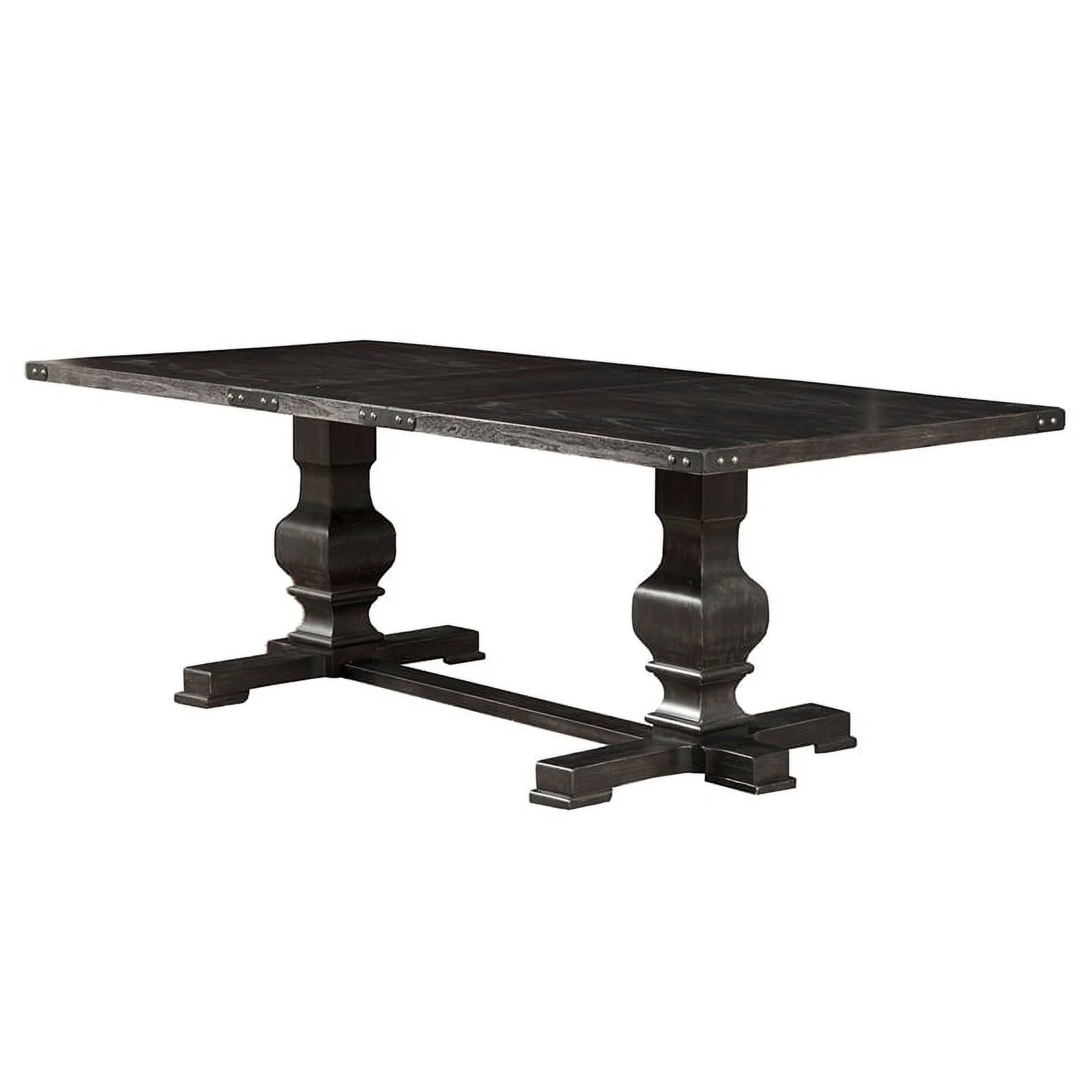 Home Square 7 Piece Dining Set with Dining Table and 6 Chairs in Dark Oak