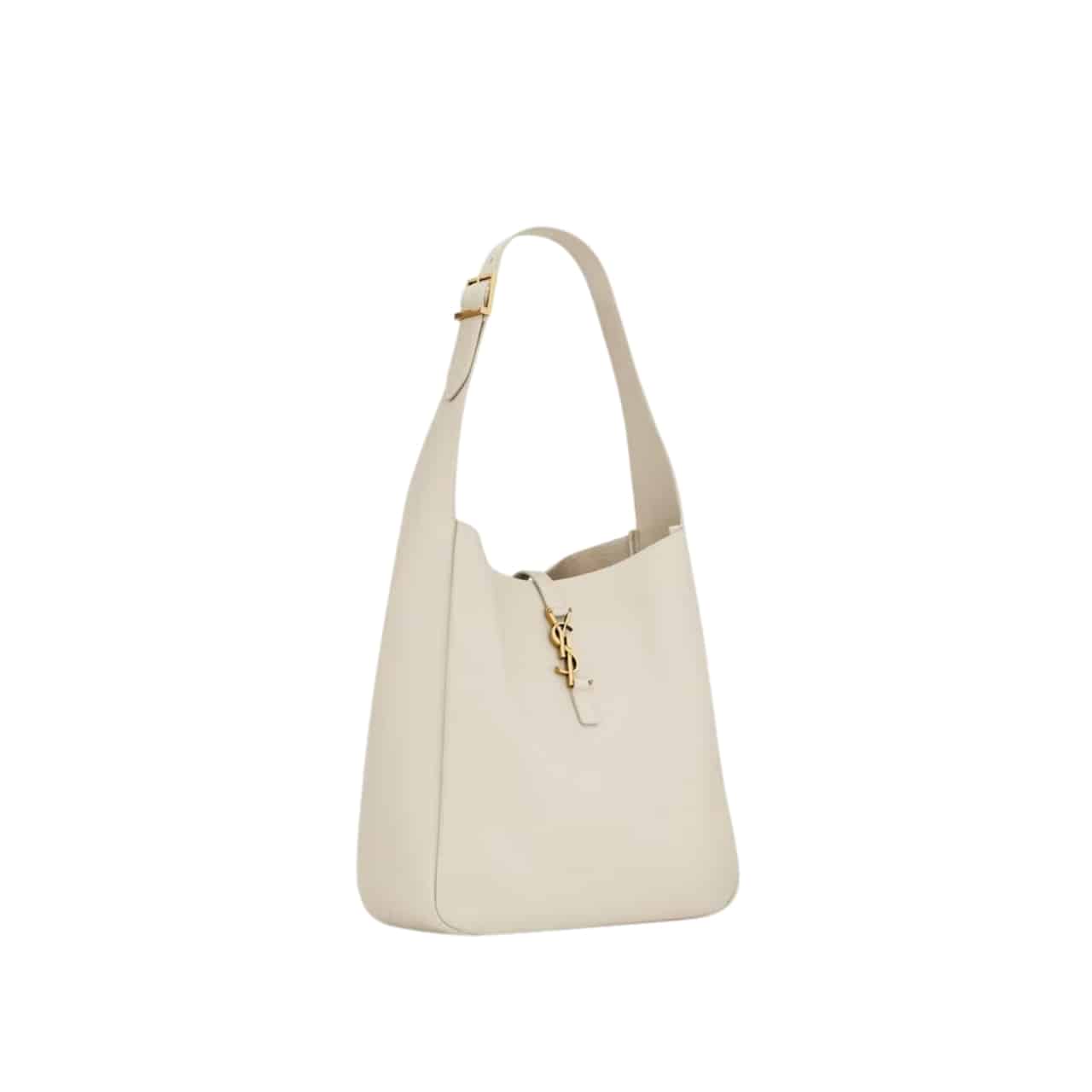 Saint Laurent Le 5 A 7 Supple Large In Grained Leather White 31Cm