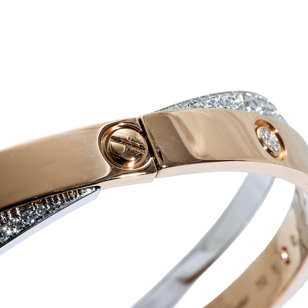 Cartier Love Bracelet 18K White Gold & 18K Rose Gold Diamond N6039200