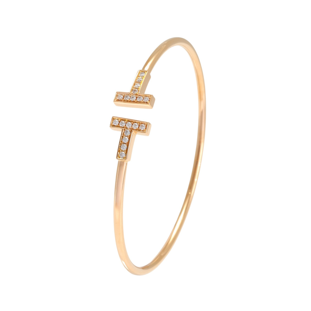 Tiffany & Co. Tiffany T Wire Bracelet 18K Rose Gold Diamond 60010769