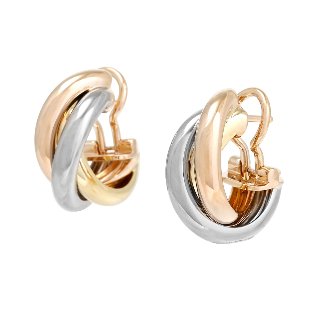 Cartier Trinity Classic Model Earrings Tri-Gold B80083231