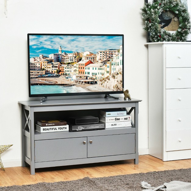 Costway Free Standing Tv Cabinet Wooden Console Tv Media Entertainment