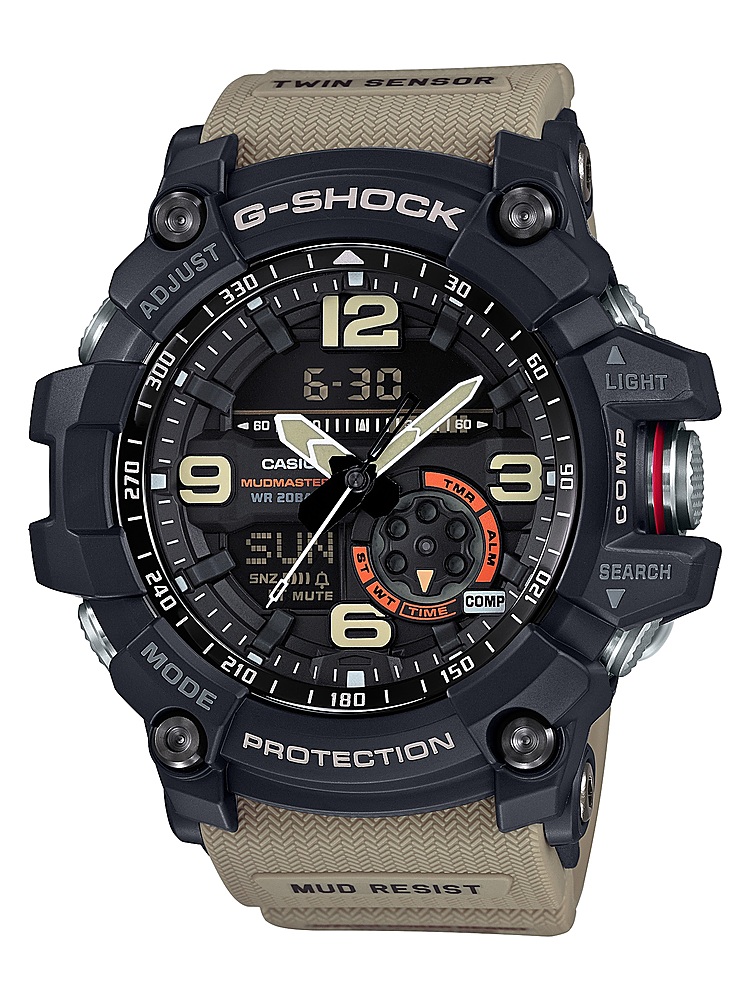 Casio - Men's G-Shock Mudmaster Twin-Sensor Analog-Digital 55mm Watch - Tan