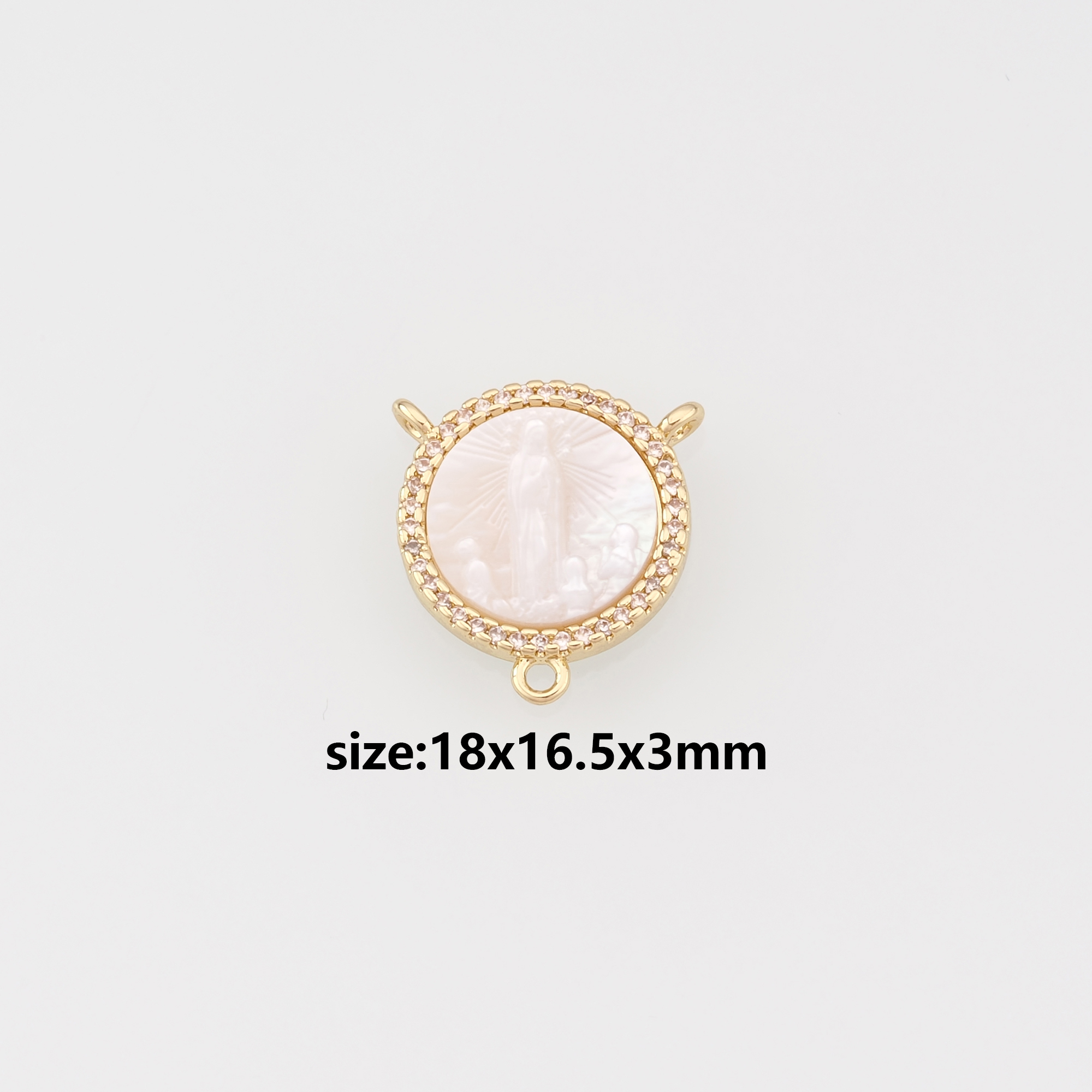 18K Gold Filled Virgin Mary Pendant,CZ Micro Pave Religious Charm Earrings Necklace for DIY Jewelry Making Supply