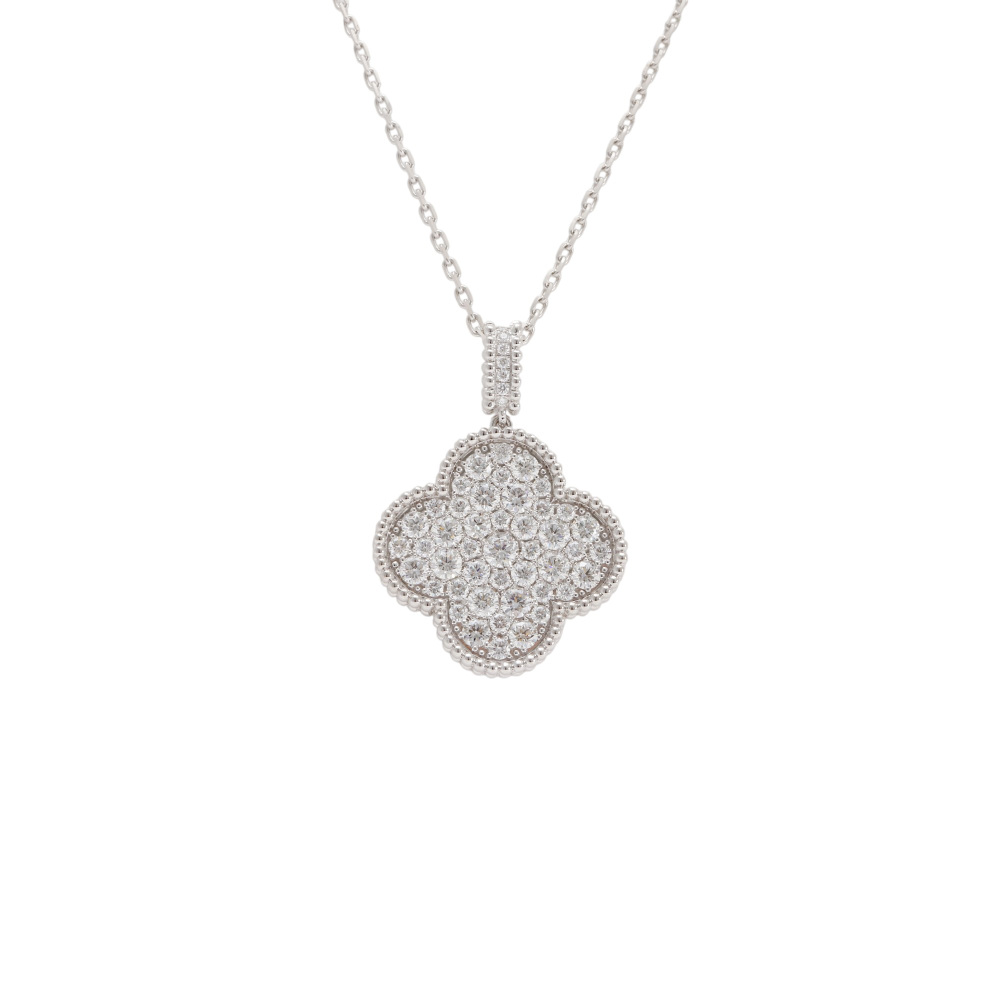 Van Cleef & Arpels Magic Alhambra 1 Motif Necklace 18K White Gold Diamond VCARO49O00