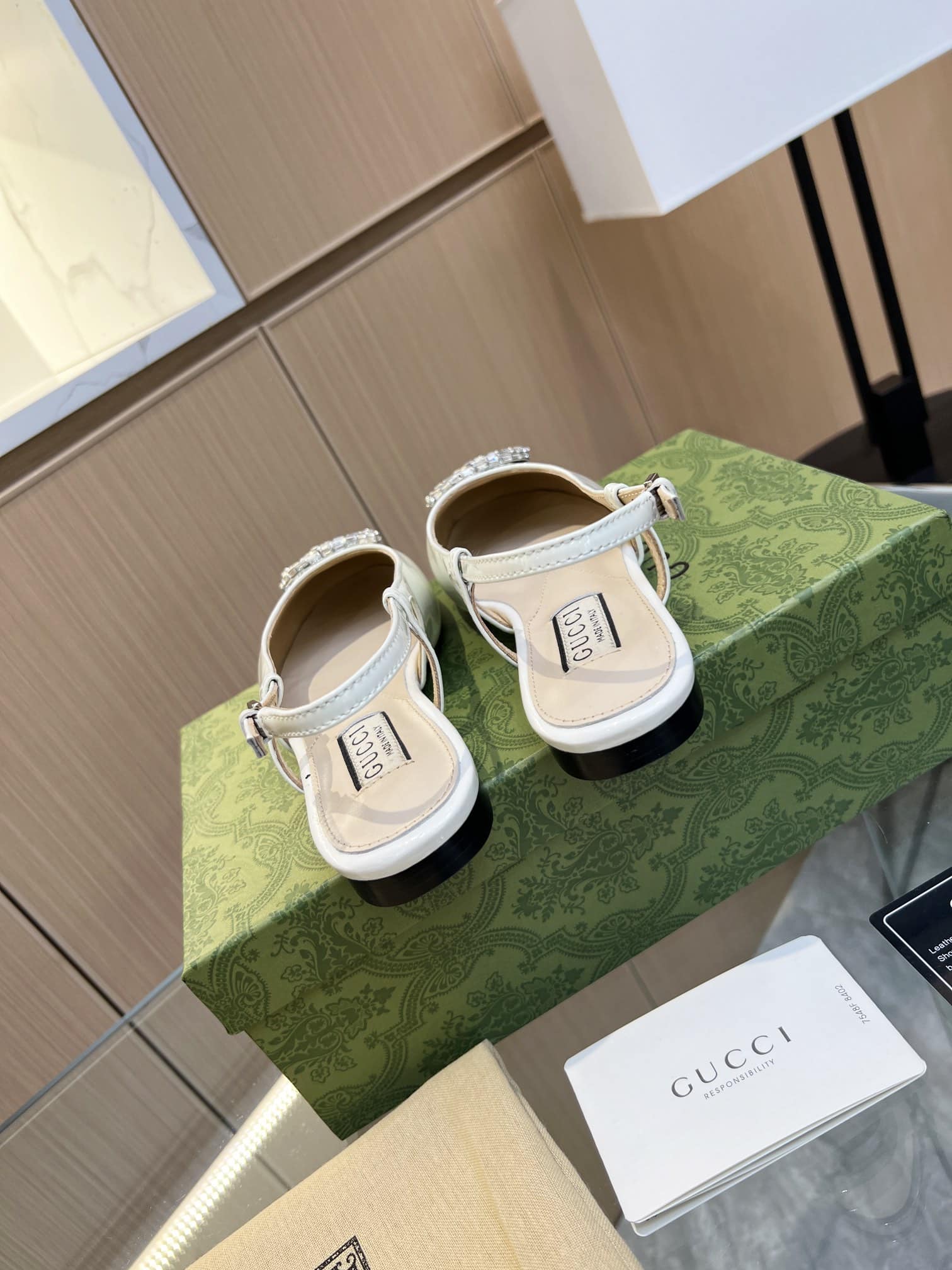 Gucci Gg Crystal Slingback White