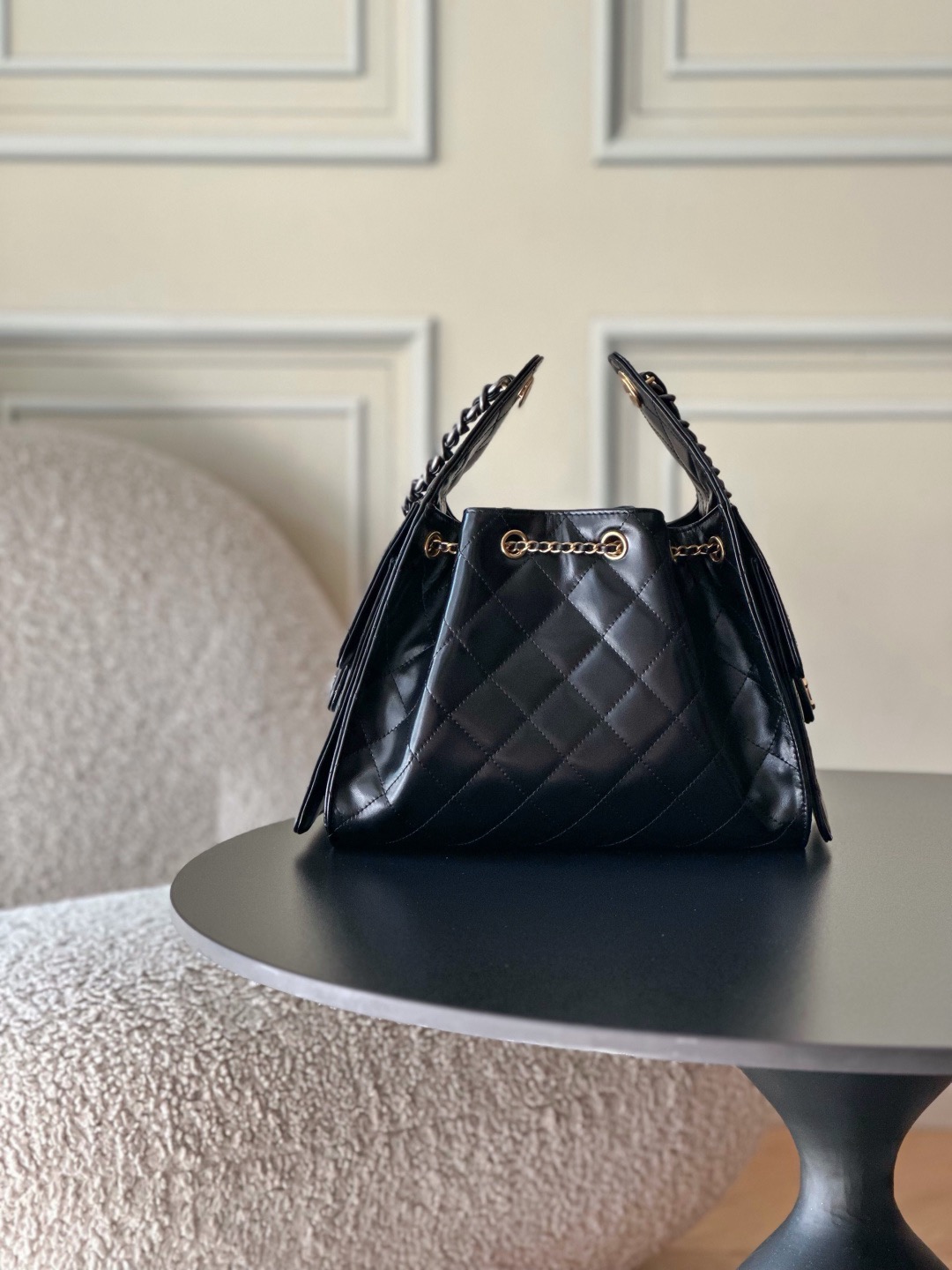 Chanel 25Bag 25C Oil-waxed leather black & gold small