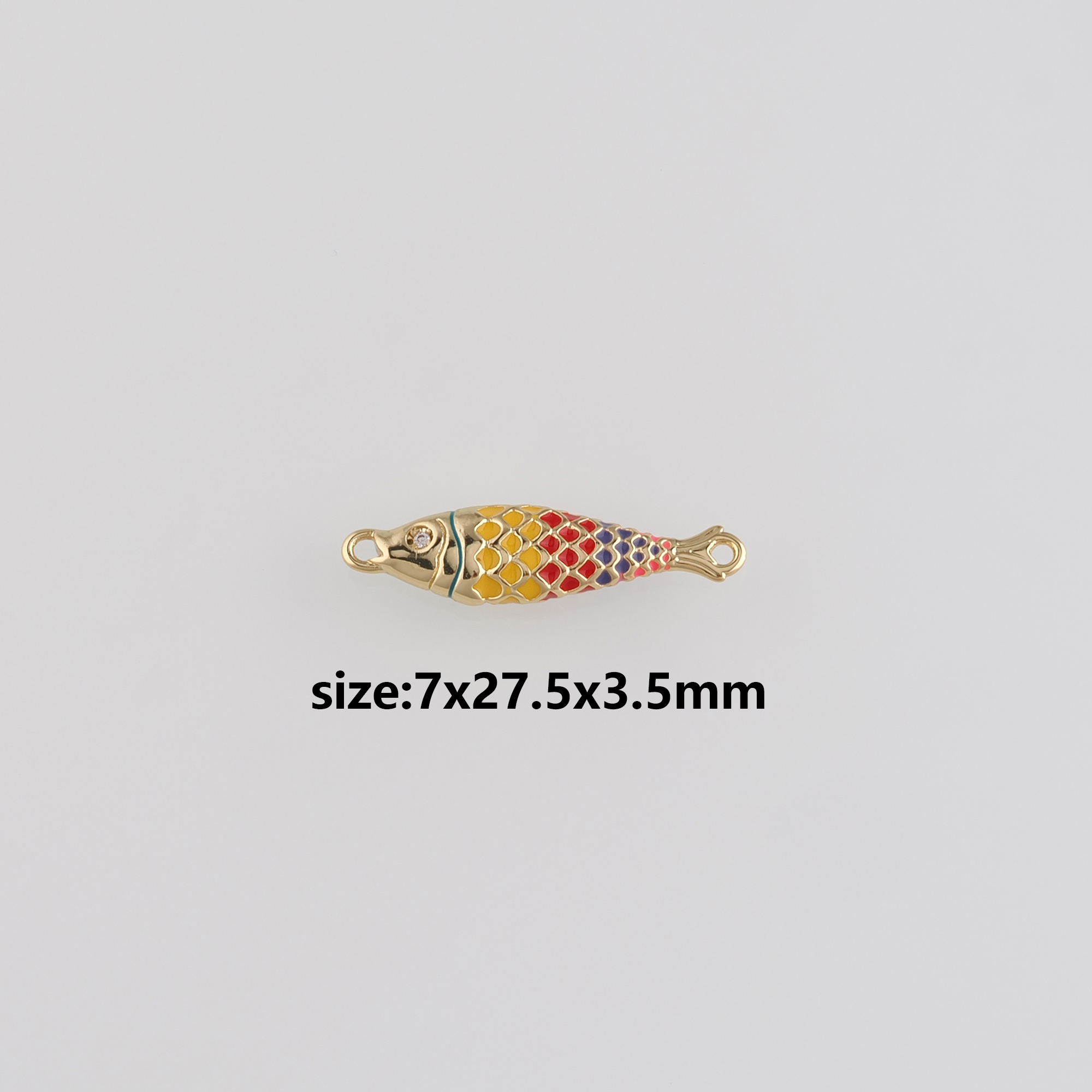 18K Gold Filled Fish Connector,Enamel Fish Charm Necklace Bracelet for DIY Jewelry Making Supply