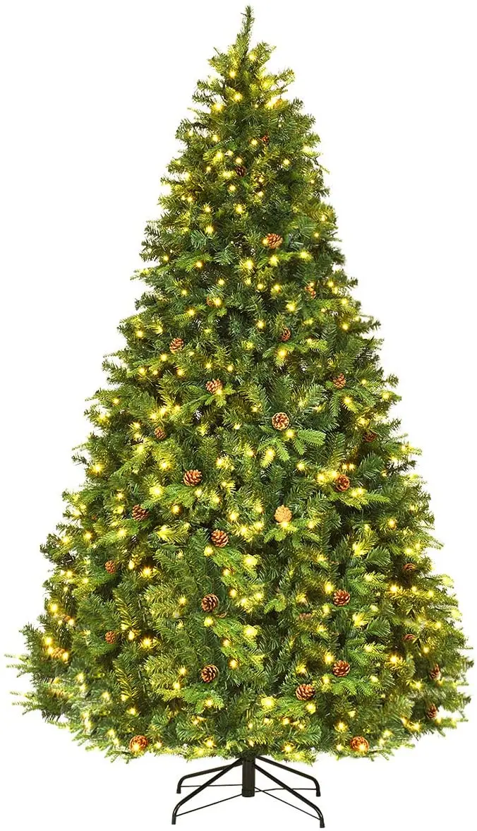 Premium Hinged Pre-Lit Spruce Christmas Tree – 540 Warm White LED Lights Included