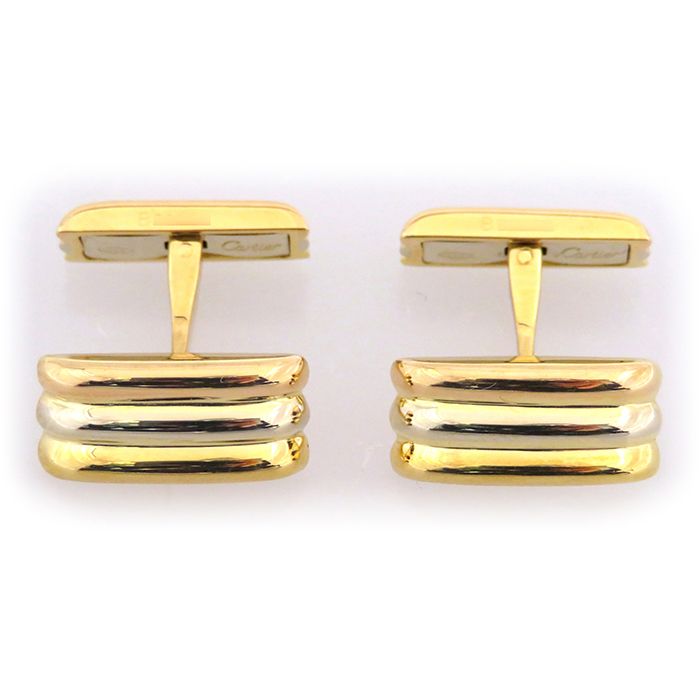 Cartier 3 Color Cuffs K18YG Yellow Gold K18WG White Gold K18PG Pink Gold Cuffs Accessory Tri-Gold