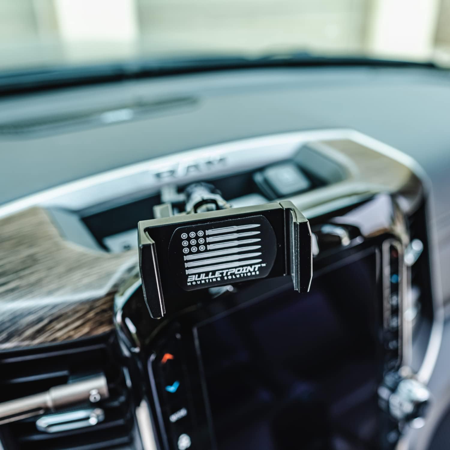 Dash Mount Cell Phone Holder RAM Truck Compatible (2019+ 1500, 2500, 3500 and TRX) with 20mm Ball Mount - Compatible with iPhone and Android Smartphones (Dual Ball with 2 Phone Holders)