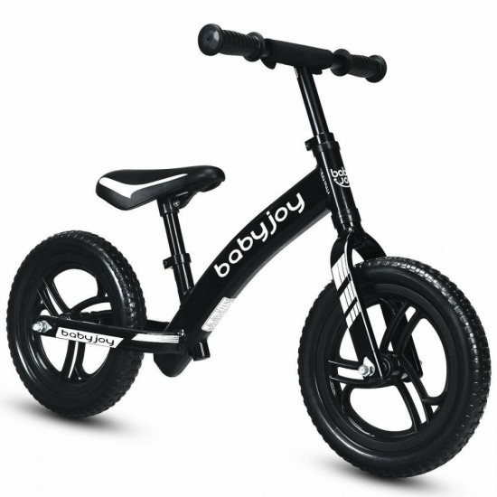 Kids Pre Learn To Ride Bike 12″ Balance Bike No-Pedal Gift Adjustable Seat Black