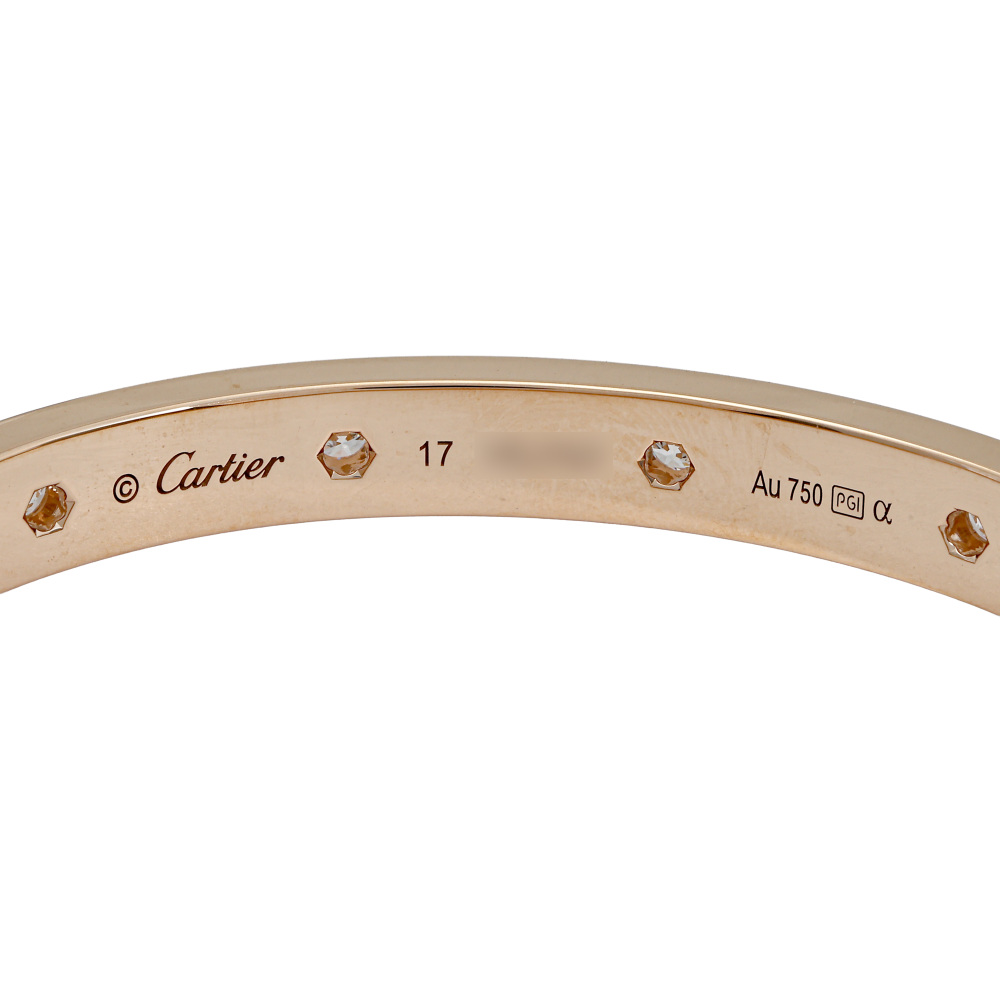 Cartier Love Classic Model Bracelet 18K Rose Gold Diamond