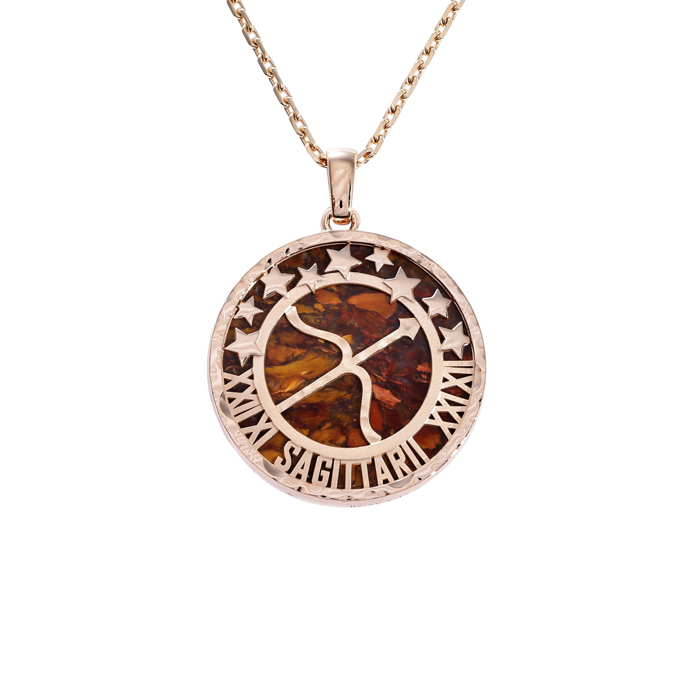 Van Cleef & Arpels Zodiac Sagittarius Necklace 18K Rose Gold Pietersite VCARP9R700