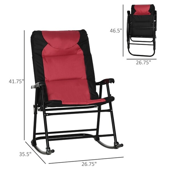 Outsunny Folding Rocking Chair Set with Padded Seat and Back,Pillow
