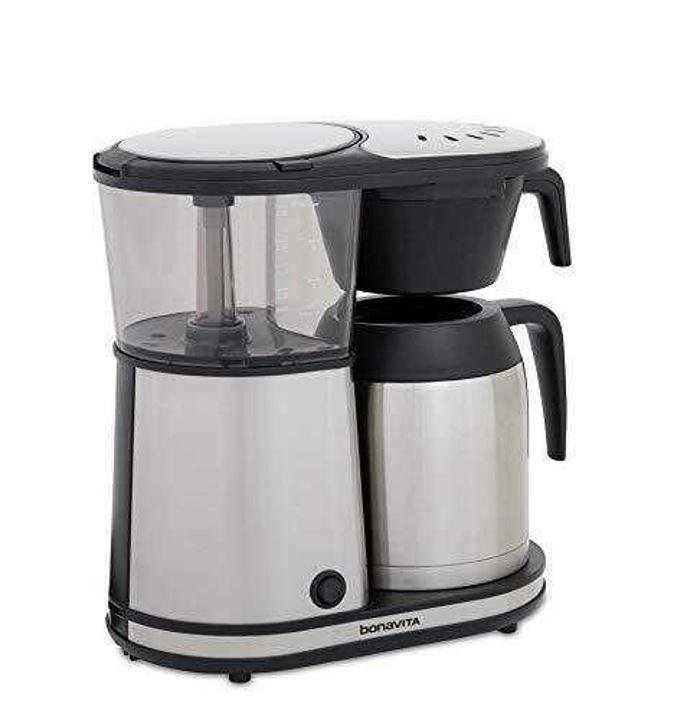 bonavita-connoisseur-8-Cup One-Touch Coffee Maker Featuring Hanging Filter Basket and Thermal Carafe, BV1901TS, Stainless Steel, Chrome