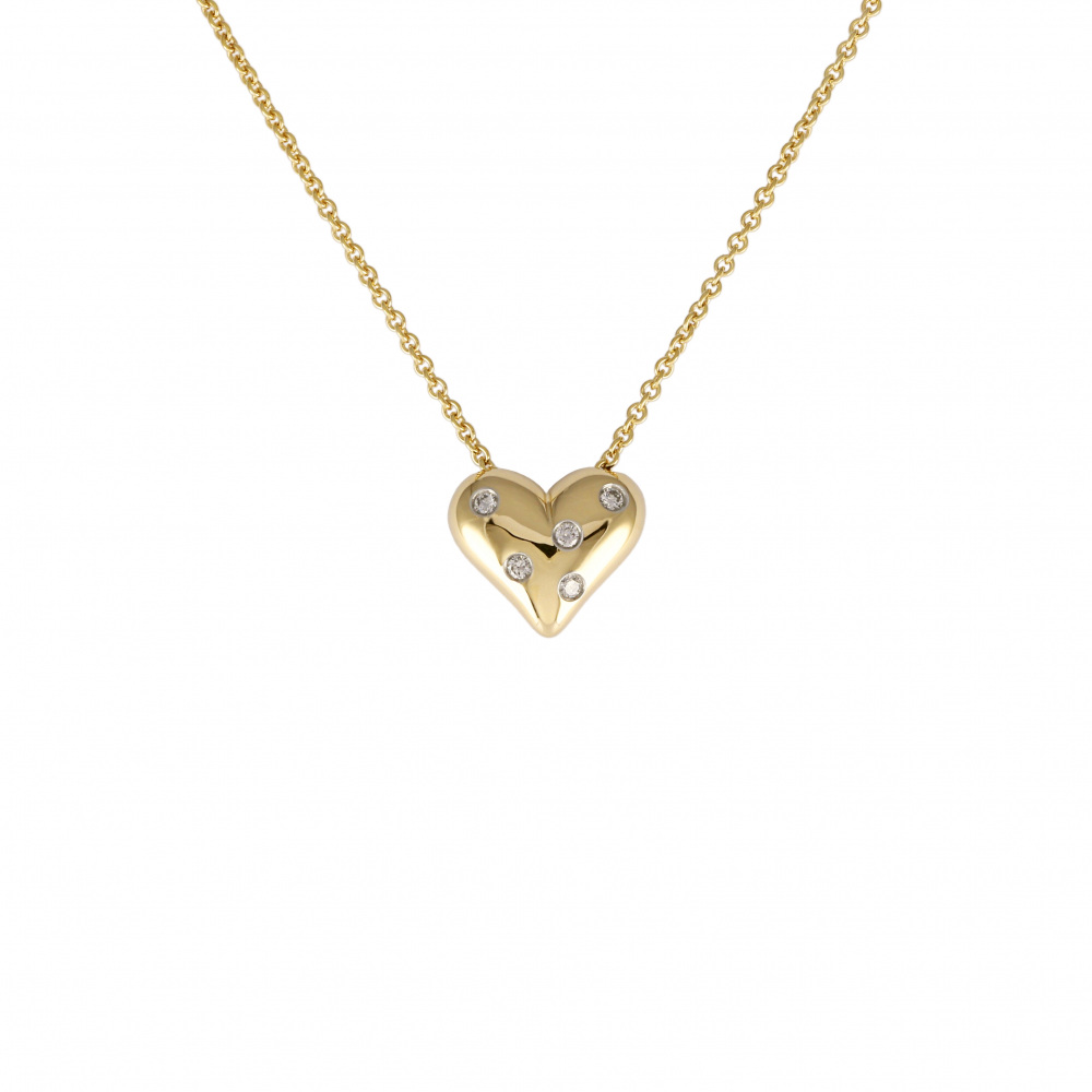 Tiffany & Co. Tiffany Dots 5PD K18YG Yellow Gold PT950 Necklace Platinum & 18K Yellow Gold Diamond