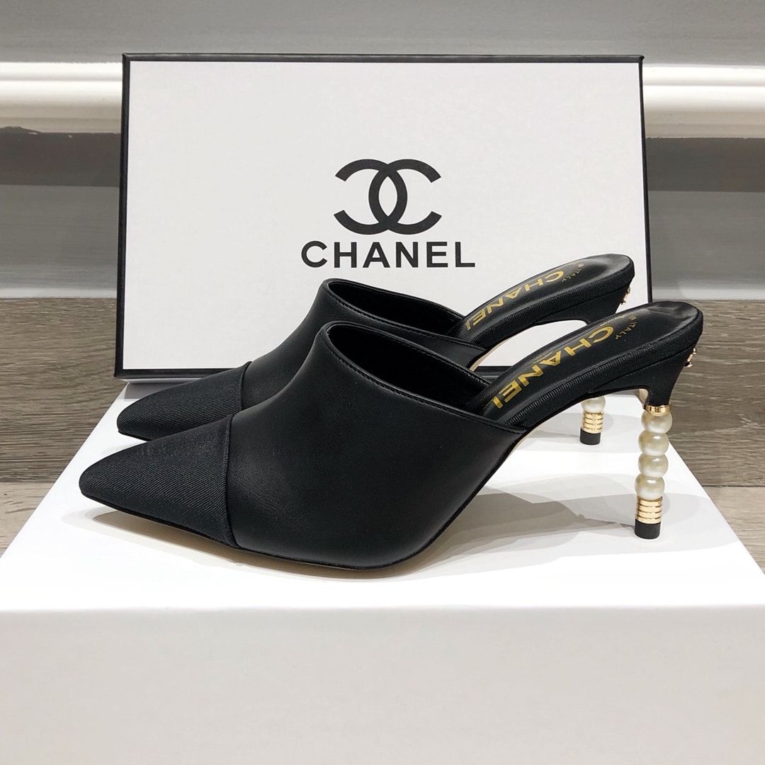 Chanel Mules Grosgrain Black
