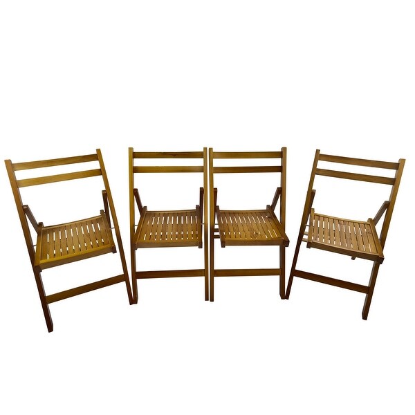 Furniture Slatted Wood Folding Special Event Chair ,Set of 4