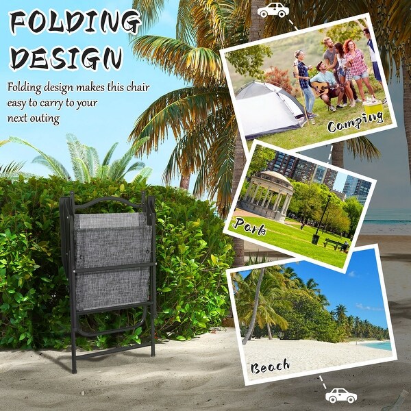 Outsunny Folding Patio Chairs,Set of 4 Camping Chairs with Armrests