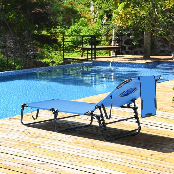 Costway 5Position Adjustable Backrest Beach Chaise Lounge Chair with