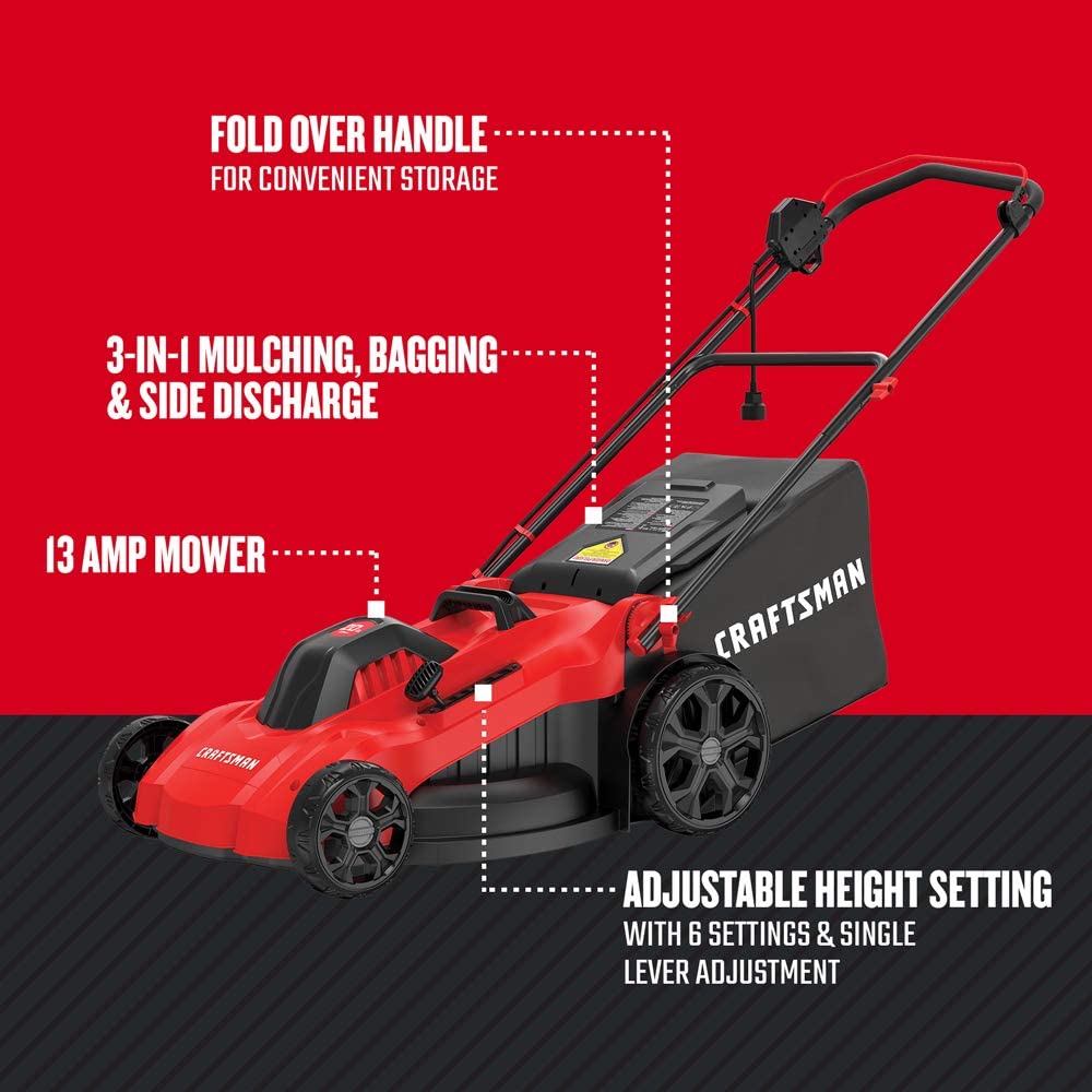CRAFTSMAN Electric Lawn Mower�� 20-Inch�� Corded�� 13-Ah (CMEMW213)