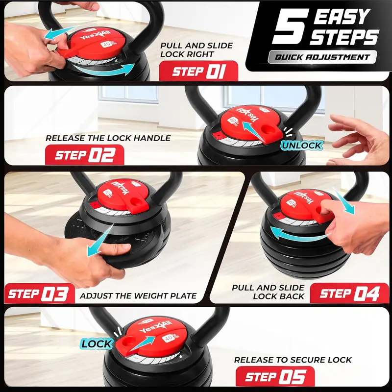 Yes4All Adjustable Kettlebell System – Convertible Kettle Grip Handle with Interchangeable Weight Plates