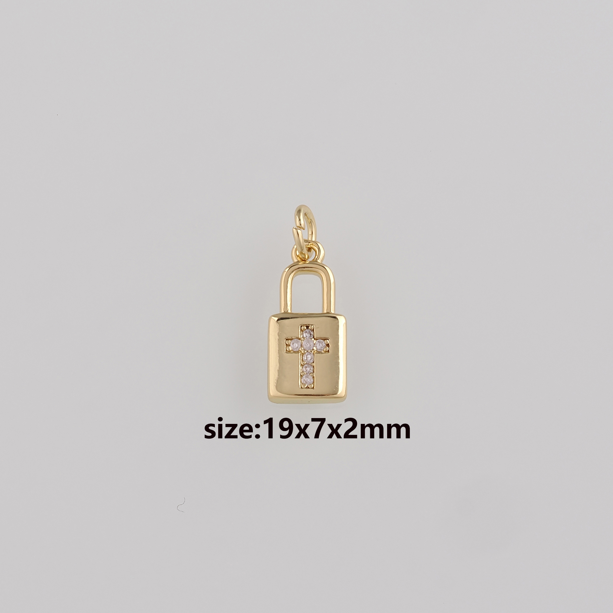 18K Gold Filled Lock Pendant,CZ Micro Pave Lock Charm Earrings Necklace for DIY Jewelry Making Supply